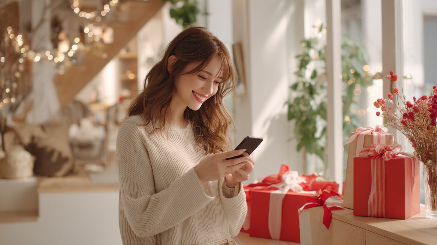 Ulike Air10のクーポンコードを使って最安で購入する方法をスマホでチェックする日本人女性